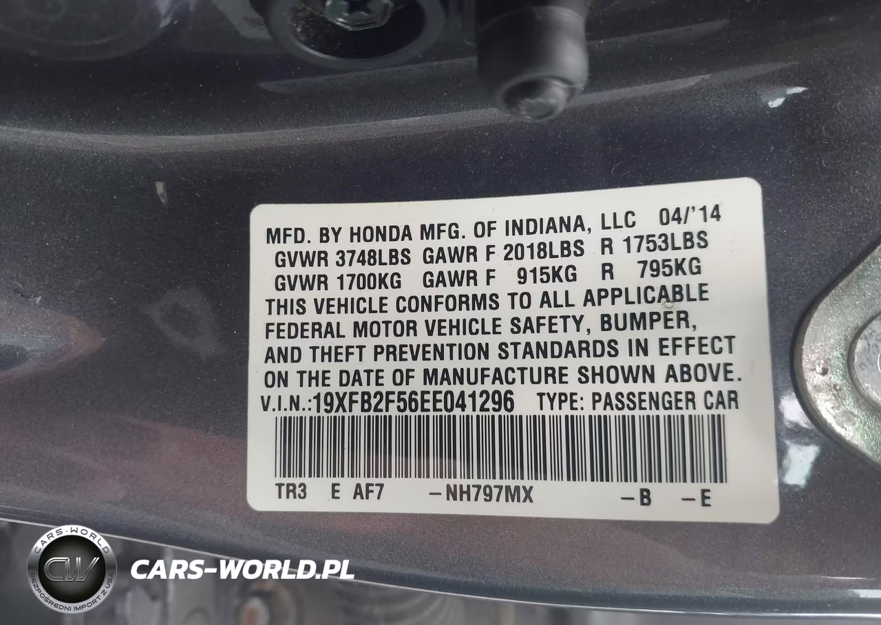 2014 Honda Civic Lx VIN:19XFB2F56EE041296 - 9