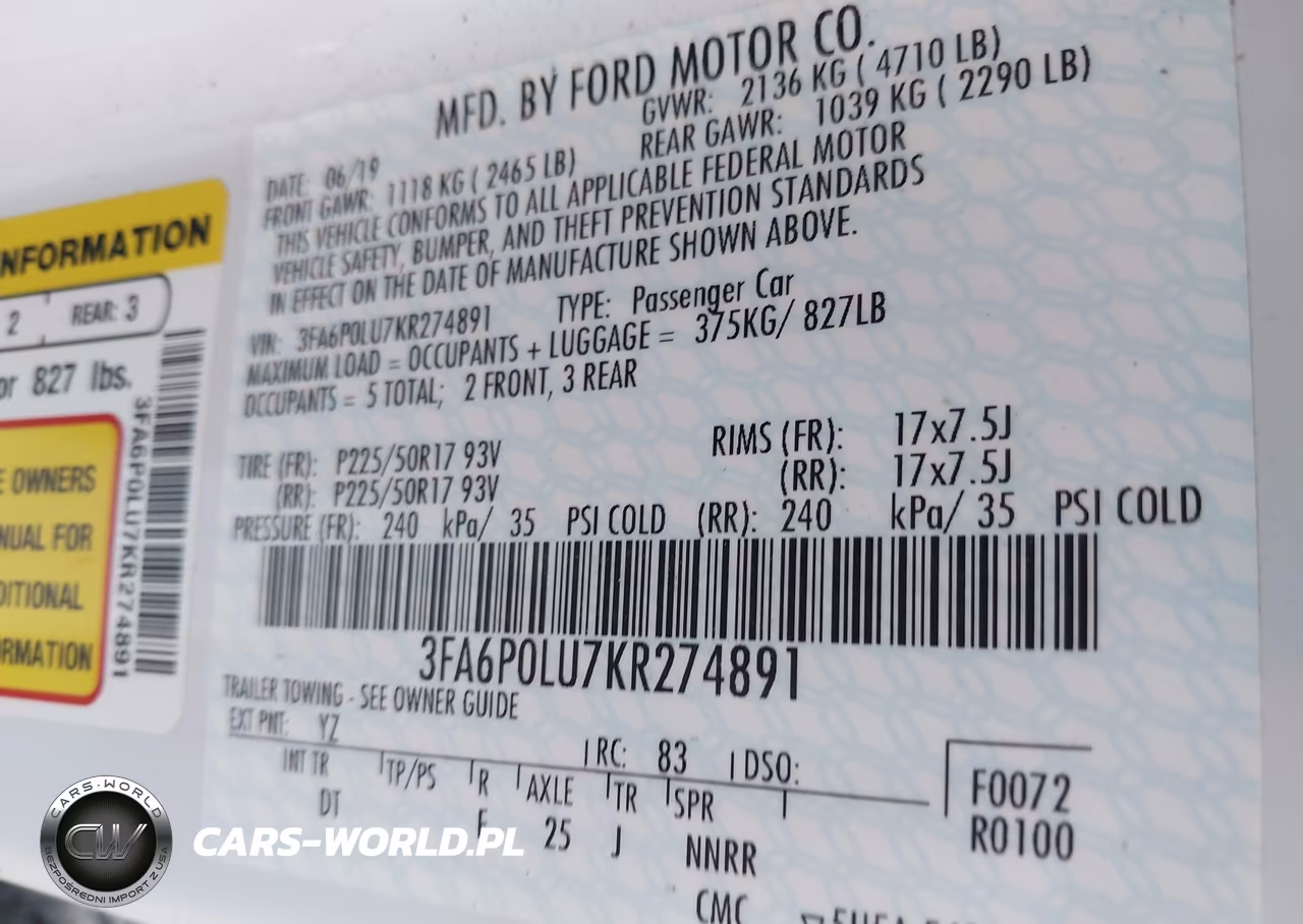 2019 Ford Fusion Hybrid Se VIN:3FA6P0LU7KR274891 - 9