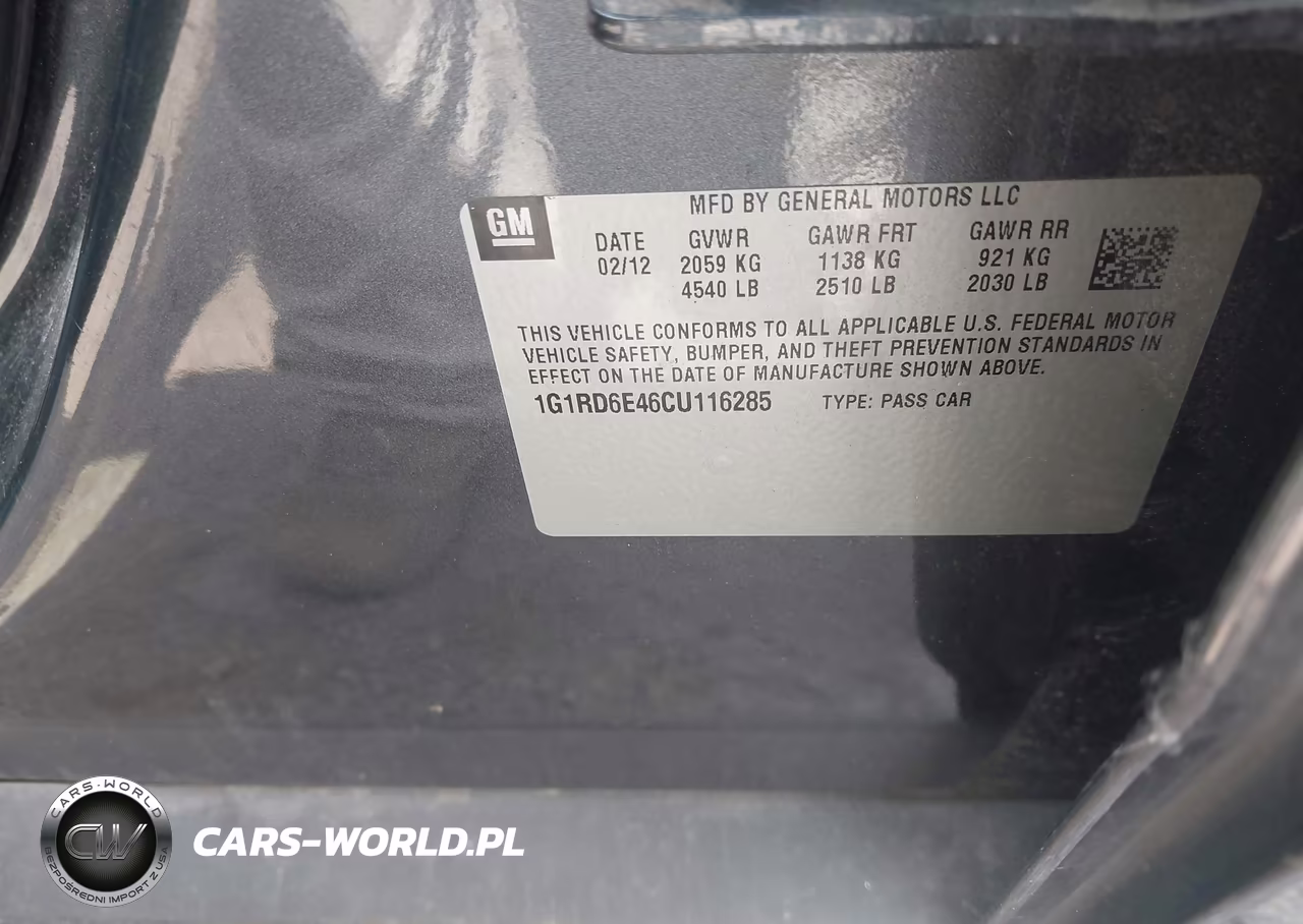2012 Chevrolet Volt VIN:1G1RD6E46CU116285 - 9