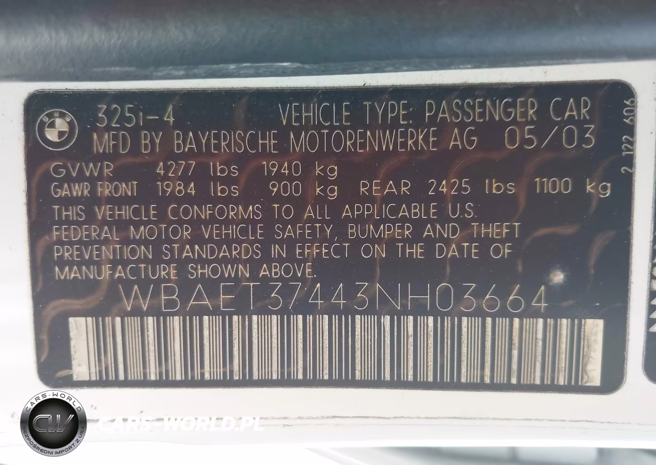 2003 BMW 325 I VIN:WBAET37443NH03664 - 9