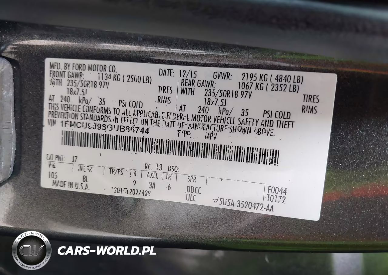 2016 Ford Escape Titanium VIN:1FMCU9J98GUB86744 - 9
