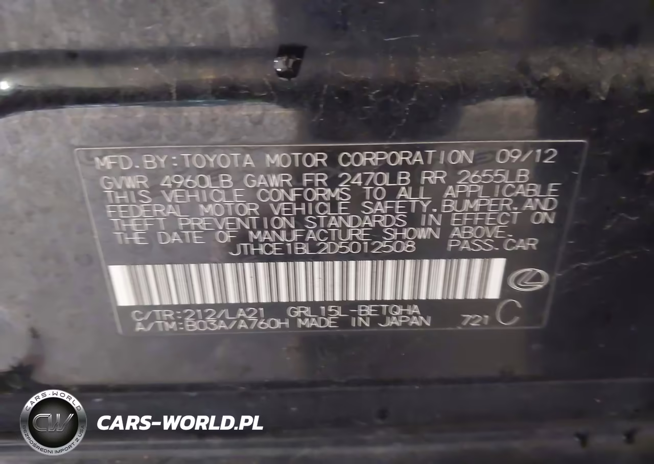 2013 Lexus Gs 350 VIN:JTHCE1BL2D5012508 - 9