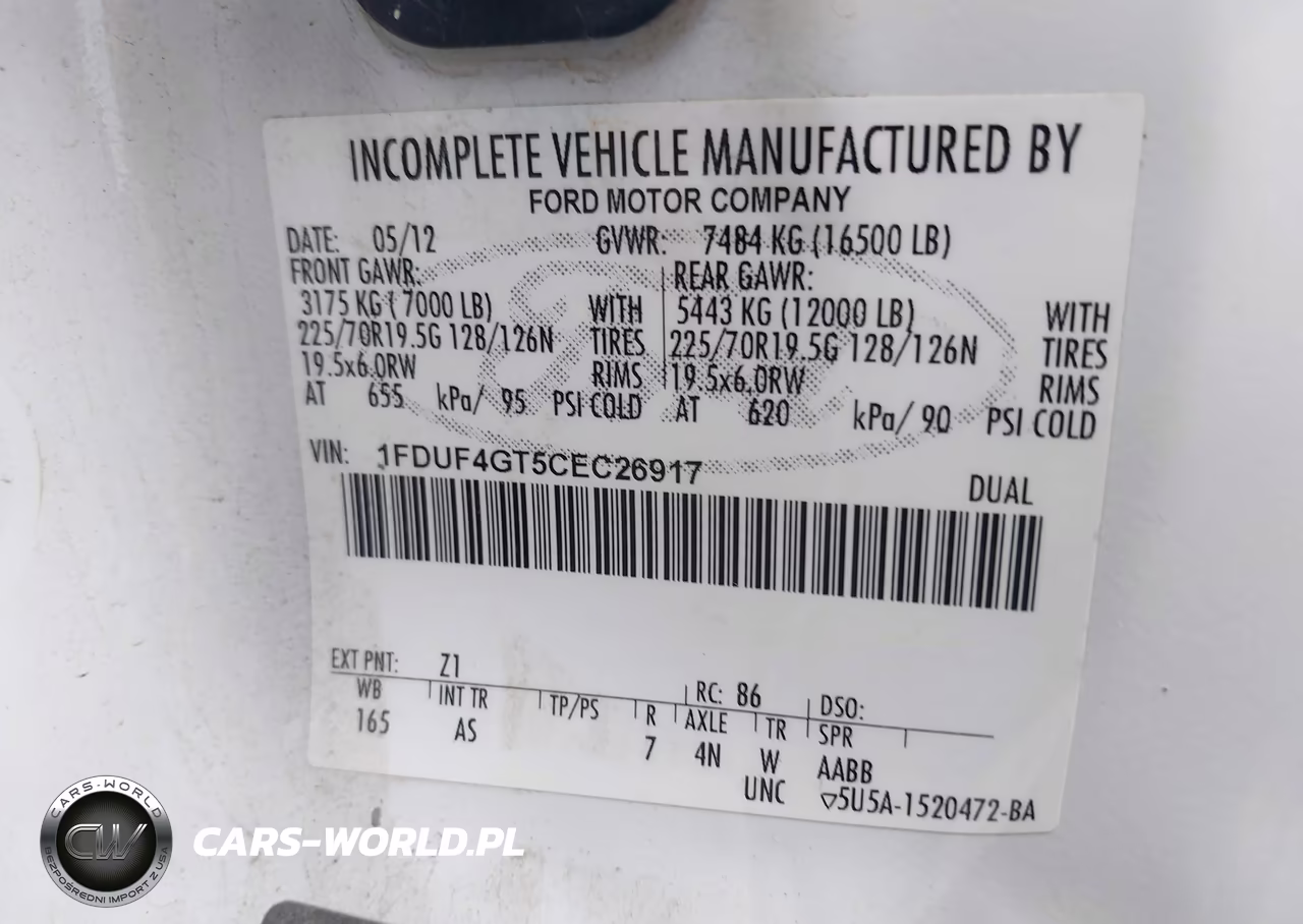 2012 Ford F-450 Chassis Xl VIN:1FDUF4GT5CEC26917 - 8