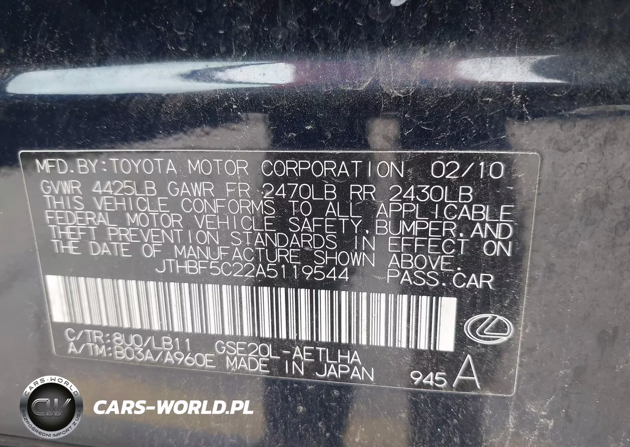2010 Lexus Is 250 VIN:JTHBF5C22A5119544 - 9