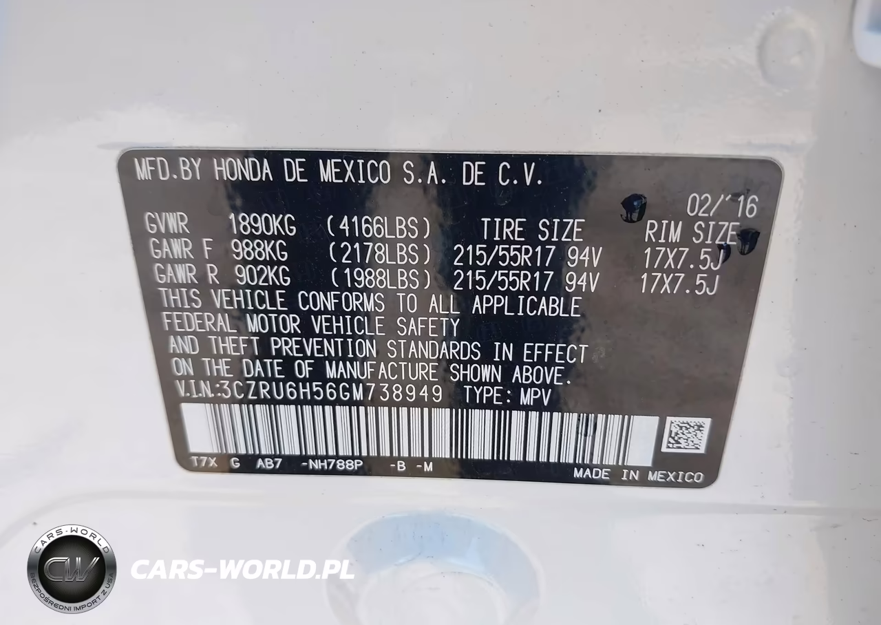 2016 Honda Hr-V Ex VIN:3CZRU6H56GM738949 - 9