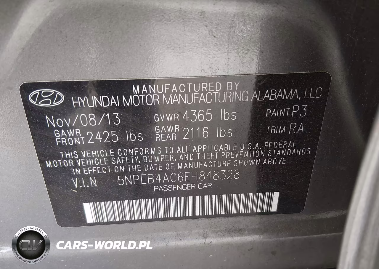 2014 Hyundai Sonata Gls VIN:5NPEB4AC6EH848328 - 9