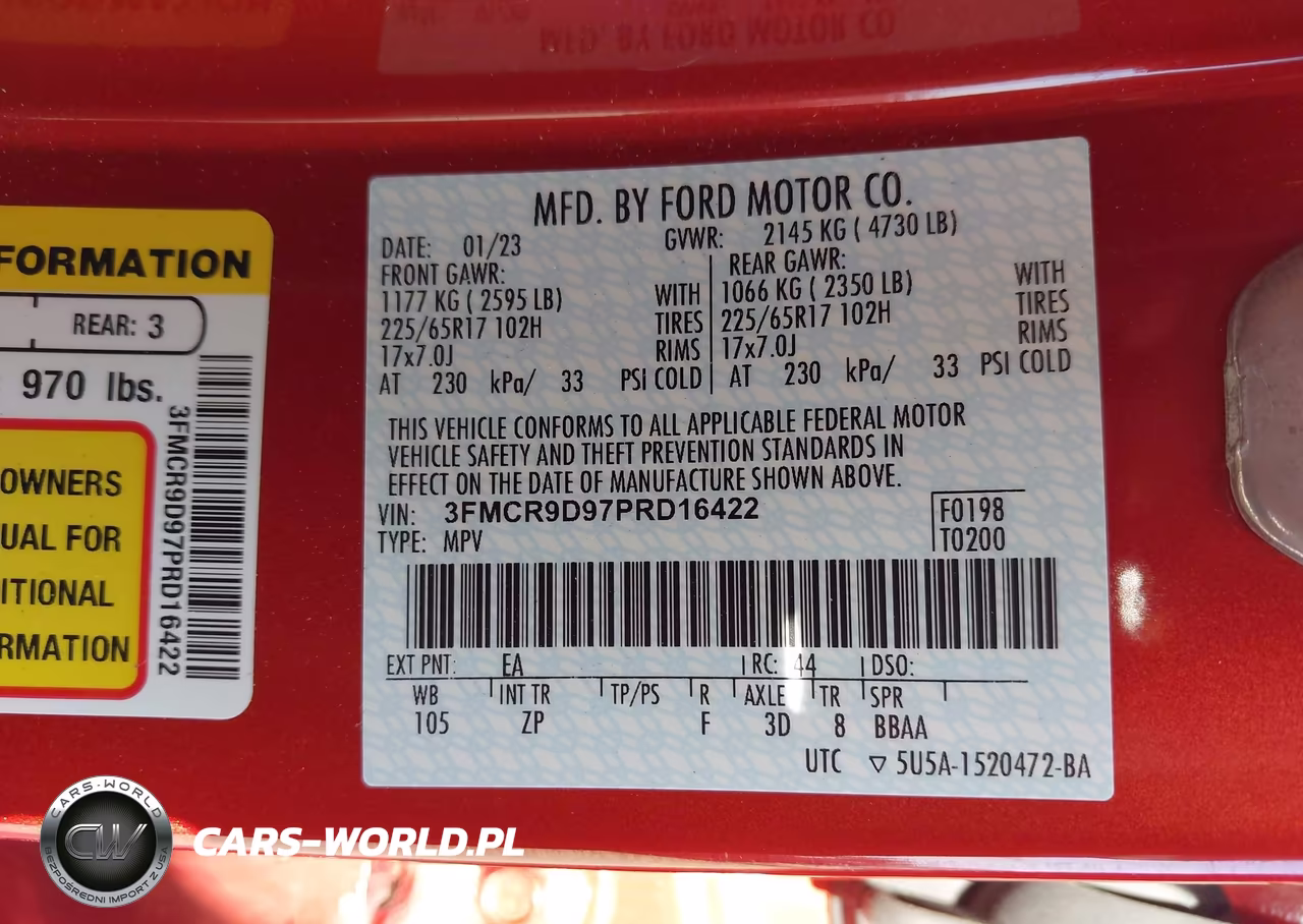 2023 Ford Bronco Sport Badlands VIN:3FMCR9D97PRD16422 - 9