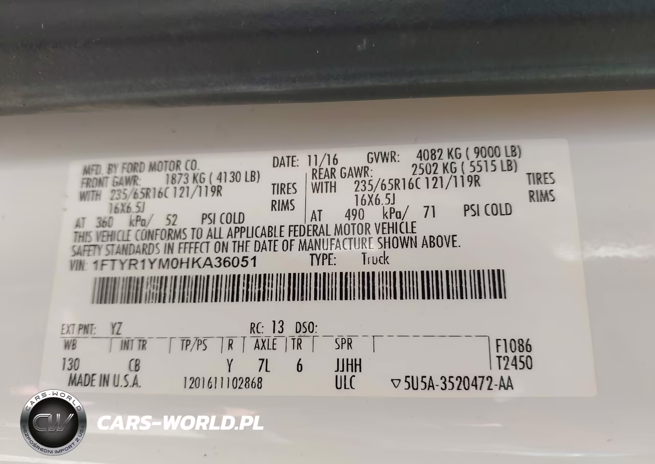 2017 Ford Transit-250 VIN:1FTYR1YM0HKA36051 - 9