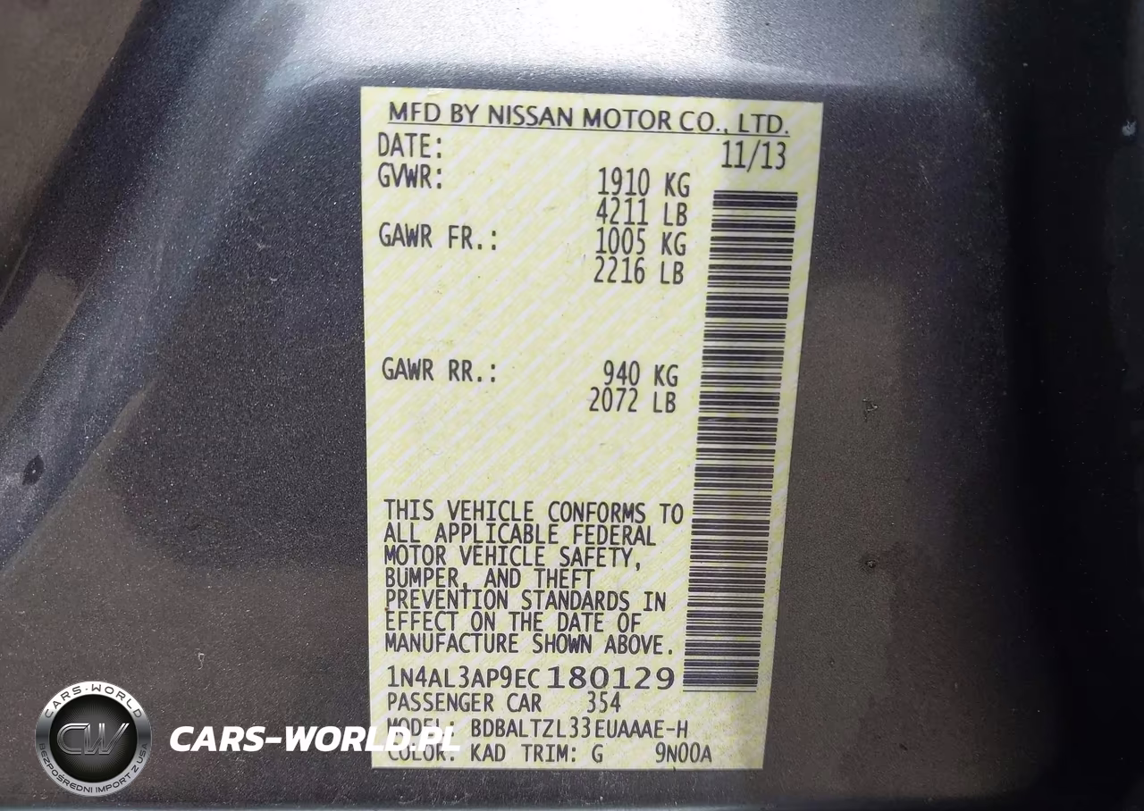 2014 Nissan Altima 2.5 Sv VIN:1N4AL3AP9EC180129 - 9