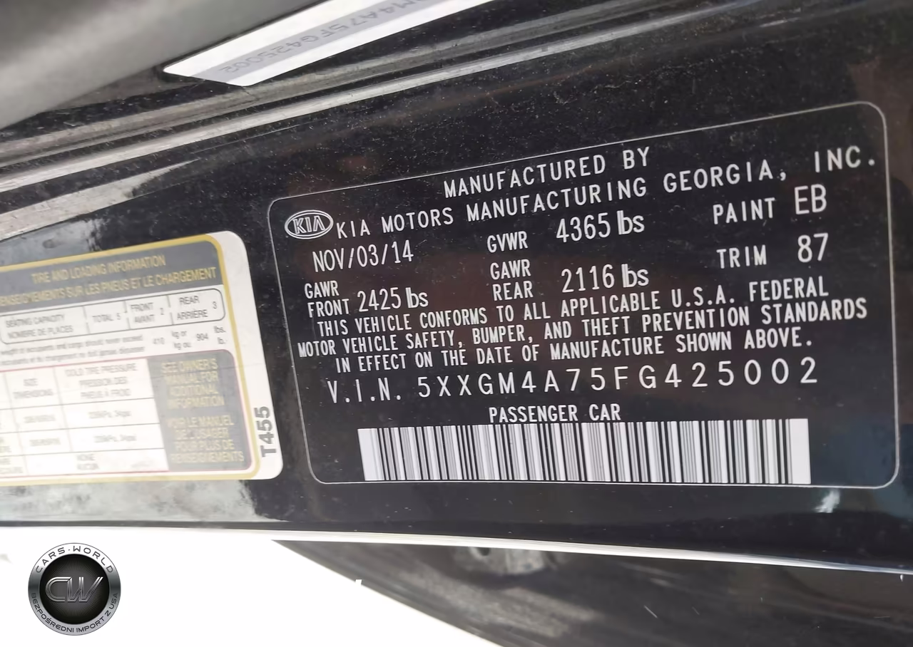 2015 Kia Optima Lx VIN:5XXGM4A75FG425002 - 9