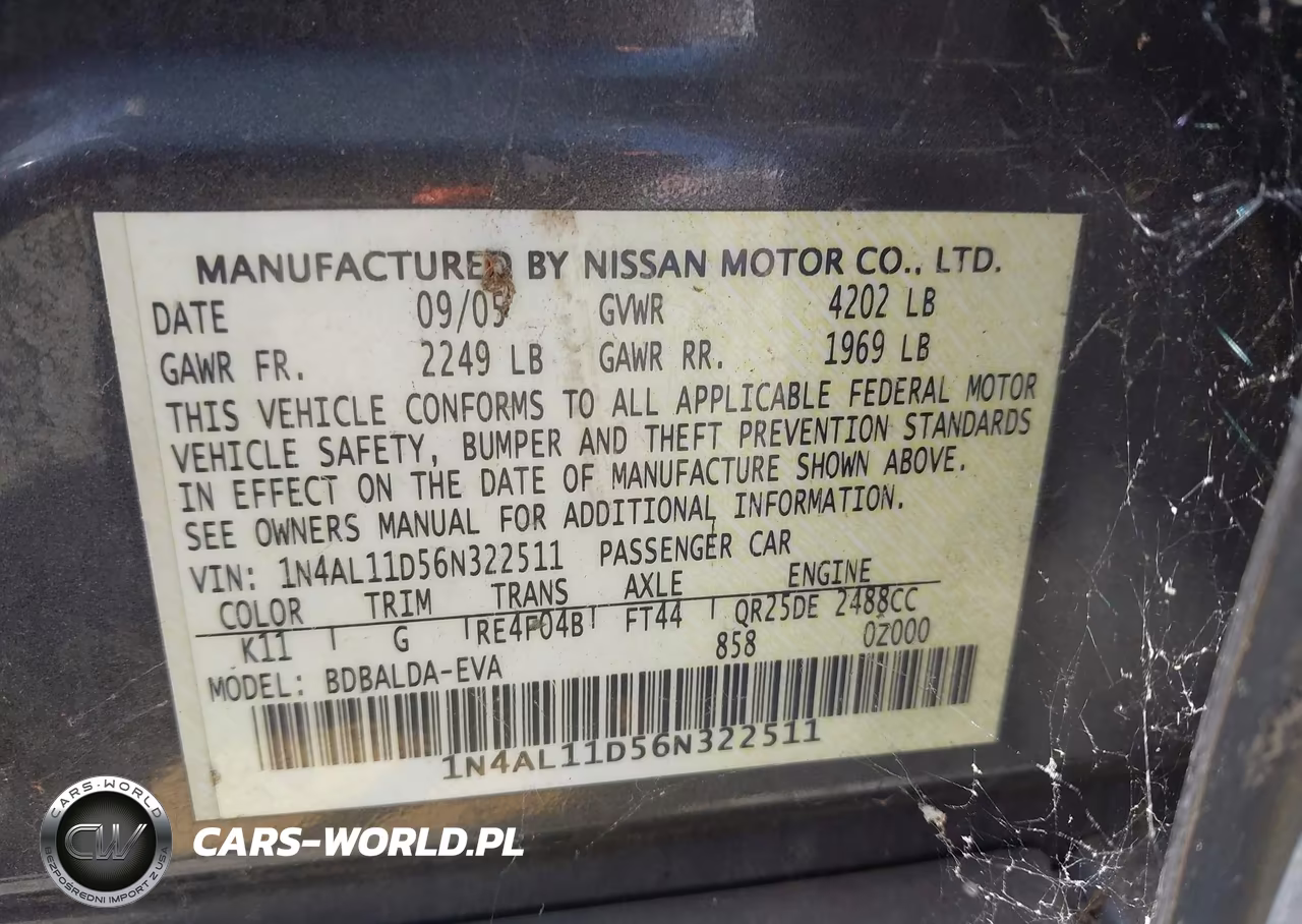 2006 Nissan Altima 2.5 S VIN:1N4AL11D56N322511 - 9