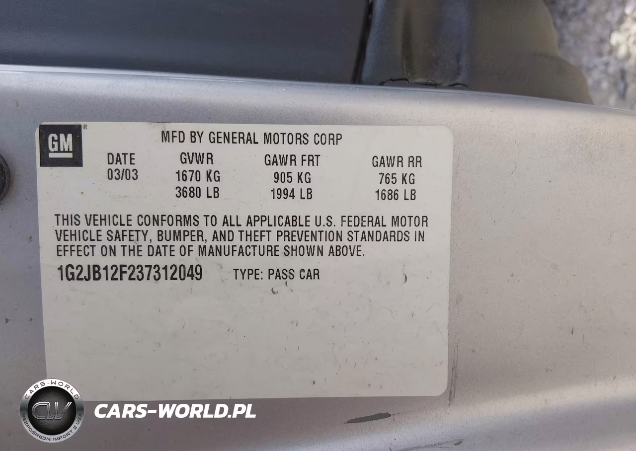 2003 Pontiac Sunfire VIN:1G2JB12F237312049 - 9