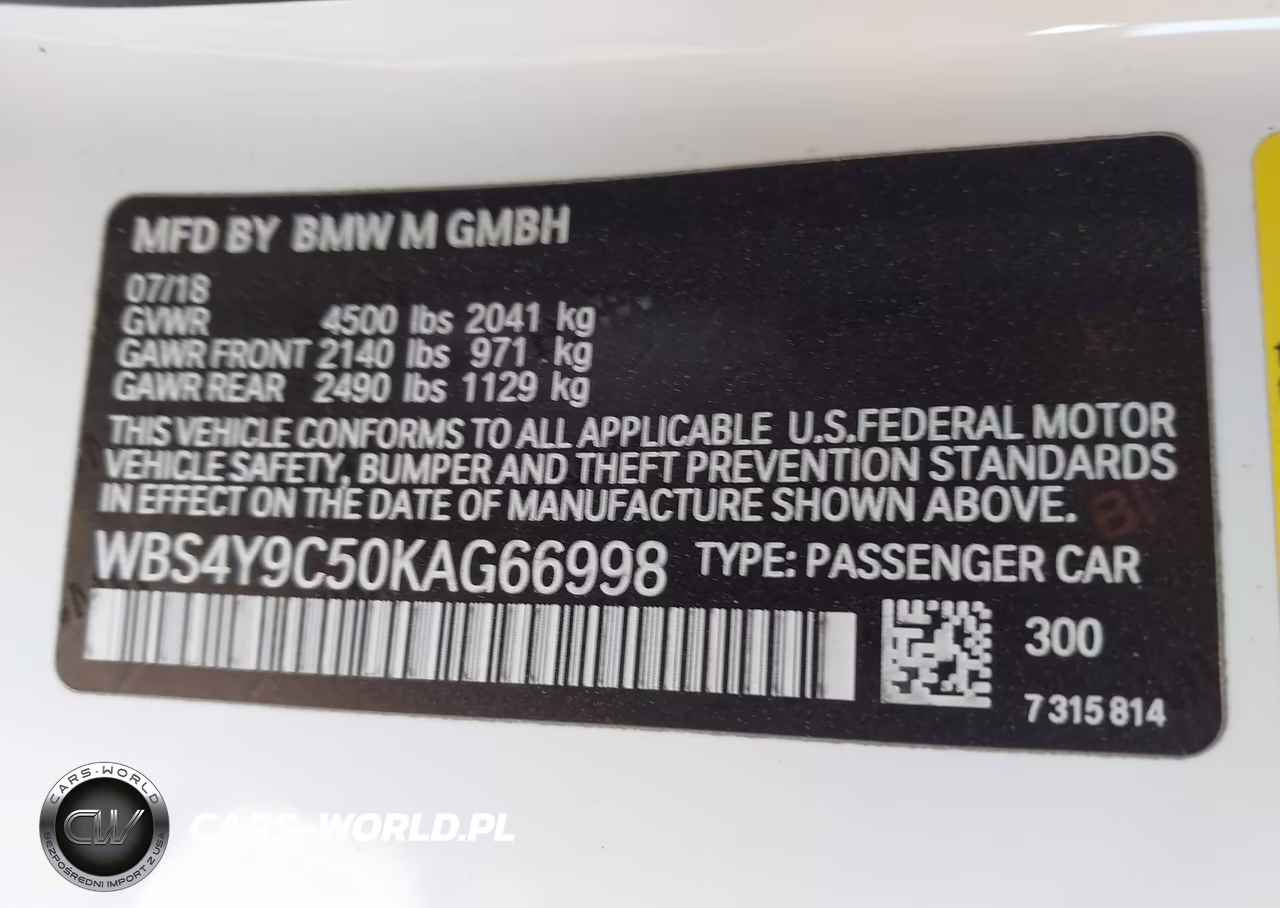 2019 BMW M4 VIN:WBS4Y9C50KAG66998 - 9