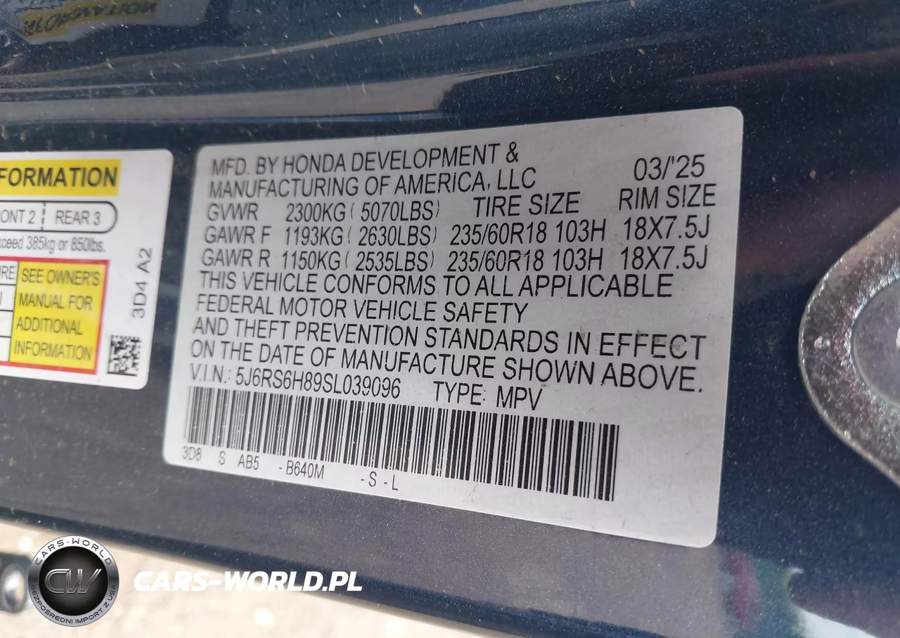 2025 Honda Cr-V Hybrid Sport-L VIN:5J6RS6H89SL039096 - 9