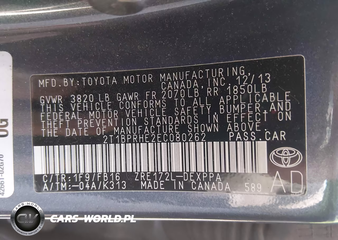 2014 Toyota Corolla Le Eco Plus VIN:2T1BPRHE2EC080262 - 9
