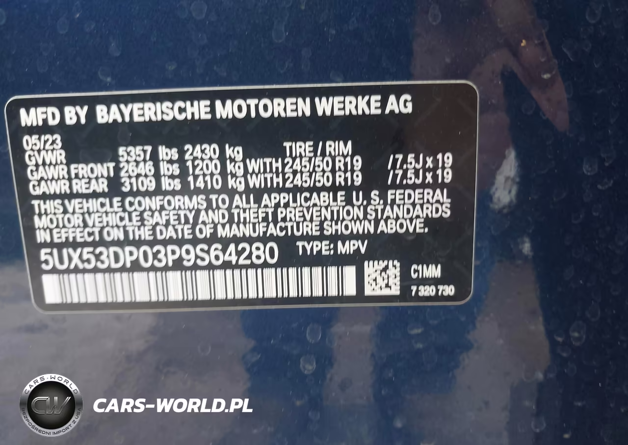 2023 BMW X3 xDrive30I VIN:5UX53DP03P9S64280 - 9