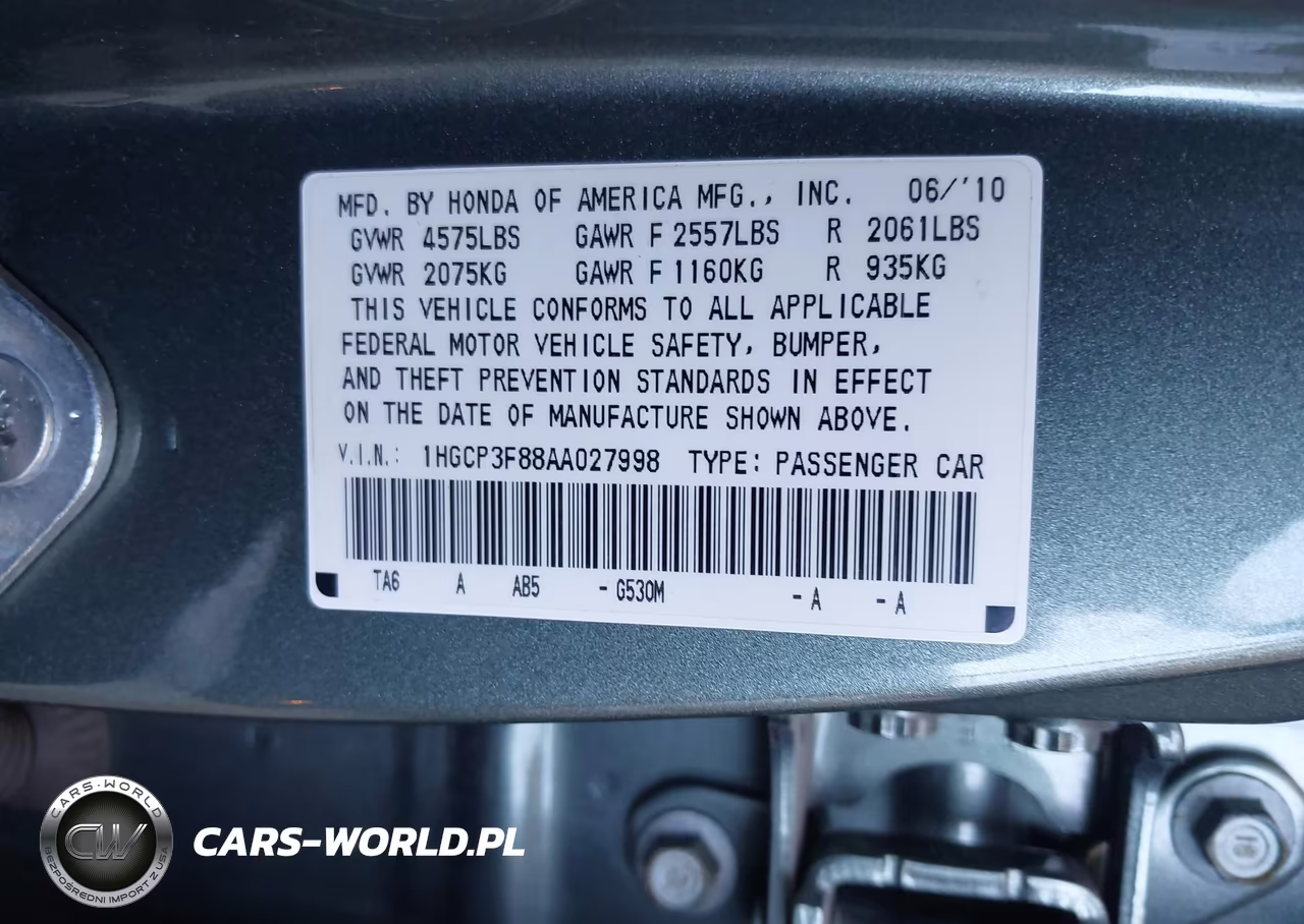 2010 Honda Accord 3.5 Ex-L VIN:1HGCP3F88AA027998 - 9