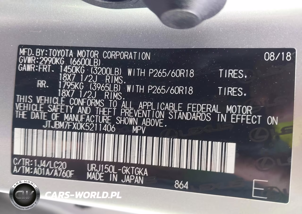 2019 Lexus Gx 460 Premium VIN:JTJBM7FX0K5211406 - 9