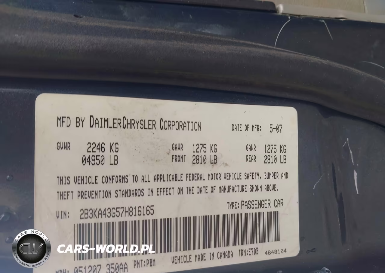 2007 Dodge Charger VIN:2B3KA43G57H816165 - 9