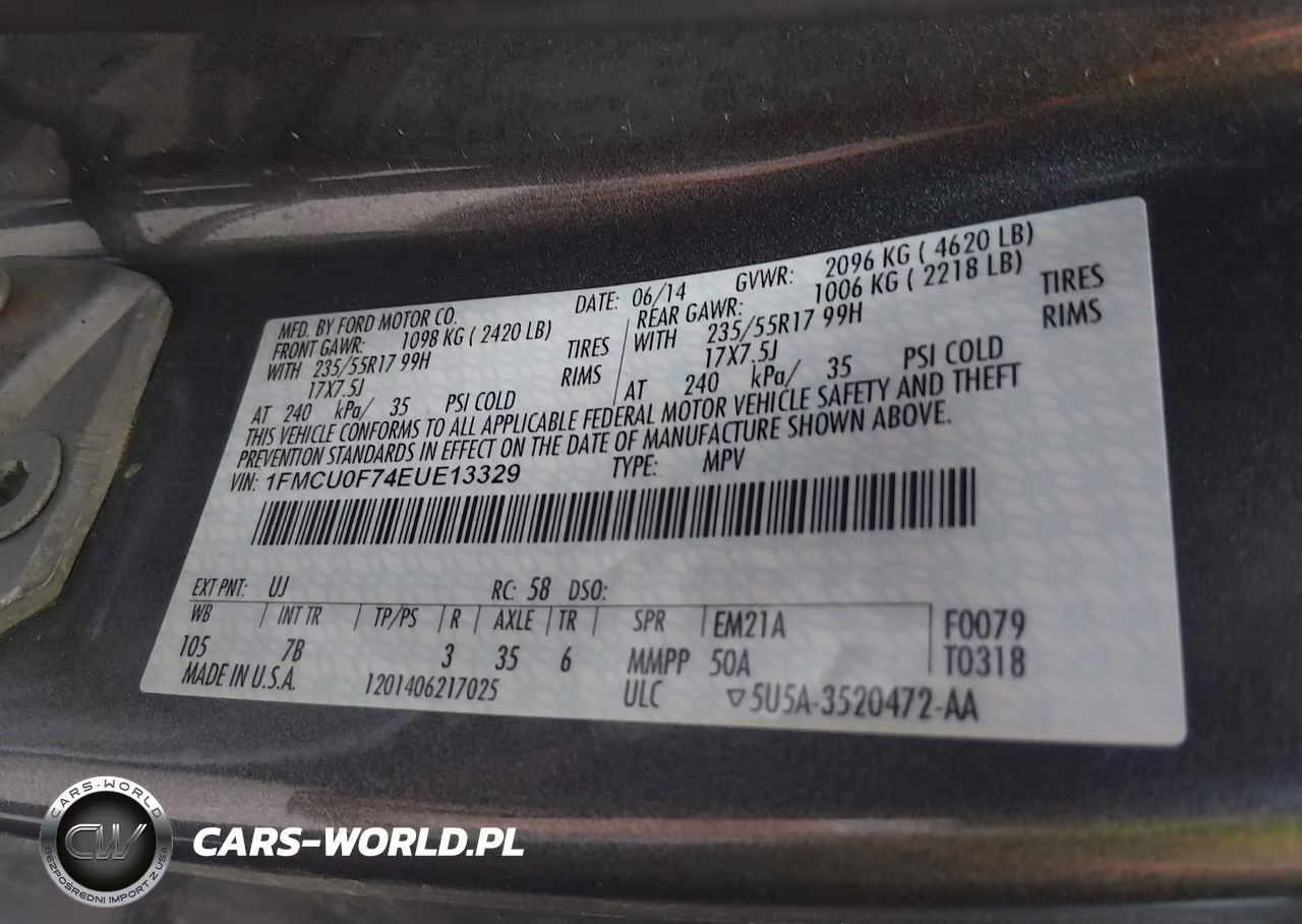 2014 Ford Escape S VIN:1FMCU0F74EUE13329 - 9