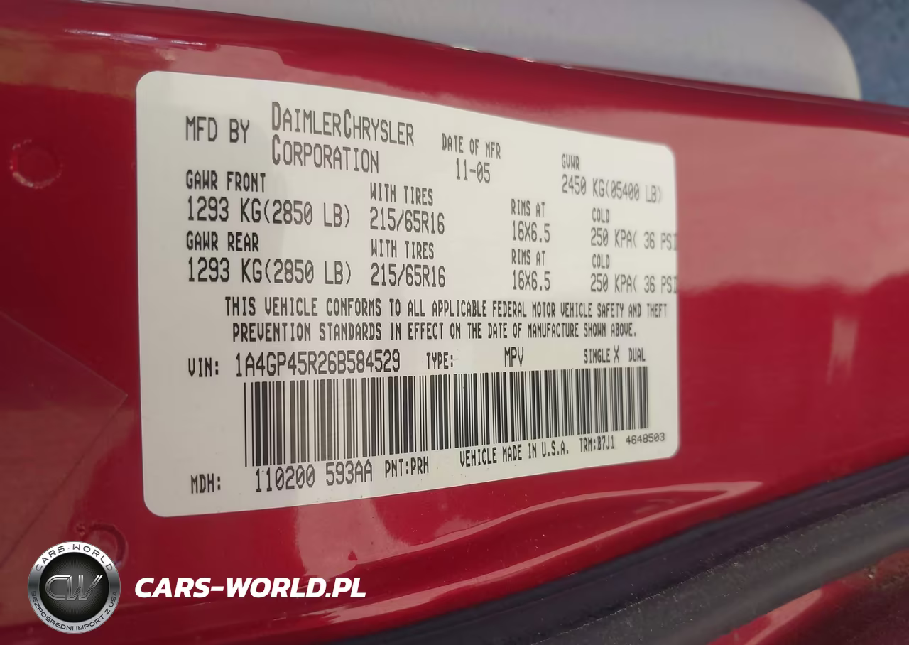 2006 Chrysler Town & Country VIN:1A4GP45R26B584529 - 9