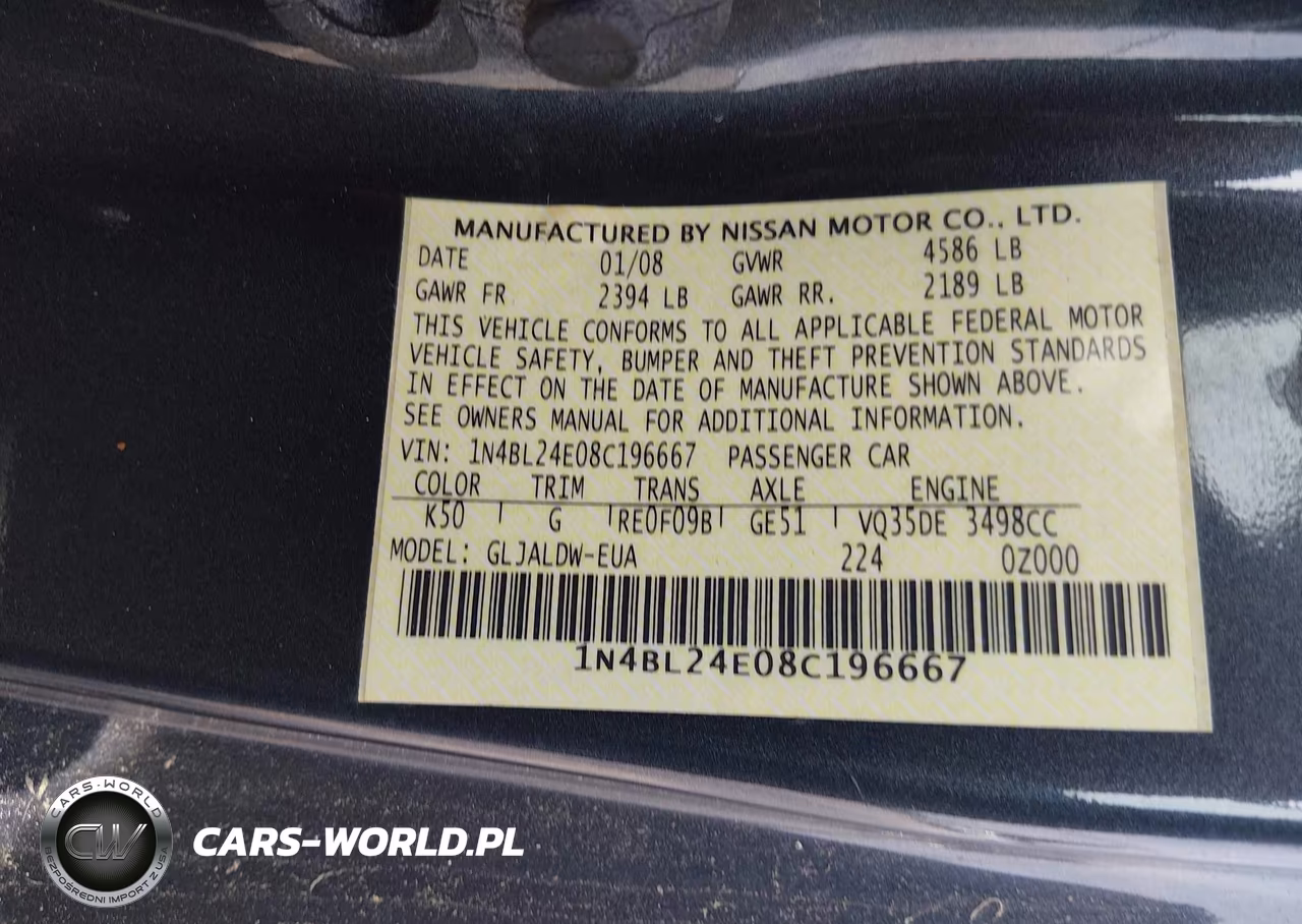 2008 Nissan Altima 3.5 Se VIN:1N4BL24EO8C196667 - 9