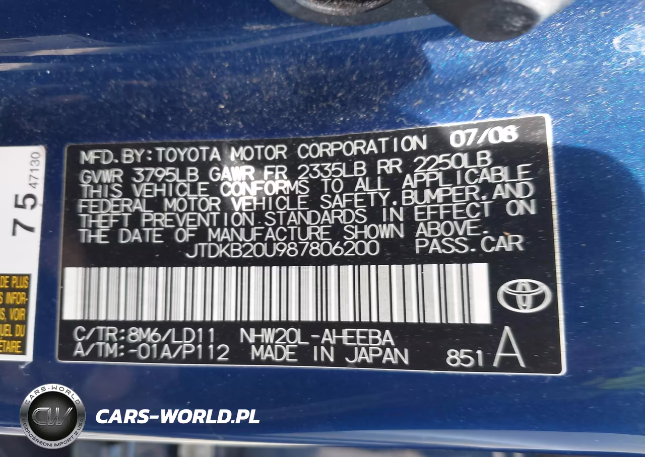 2008 Toyota Prius VIN:JTDKB20U987806200 - 9