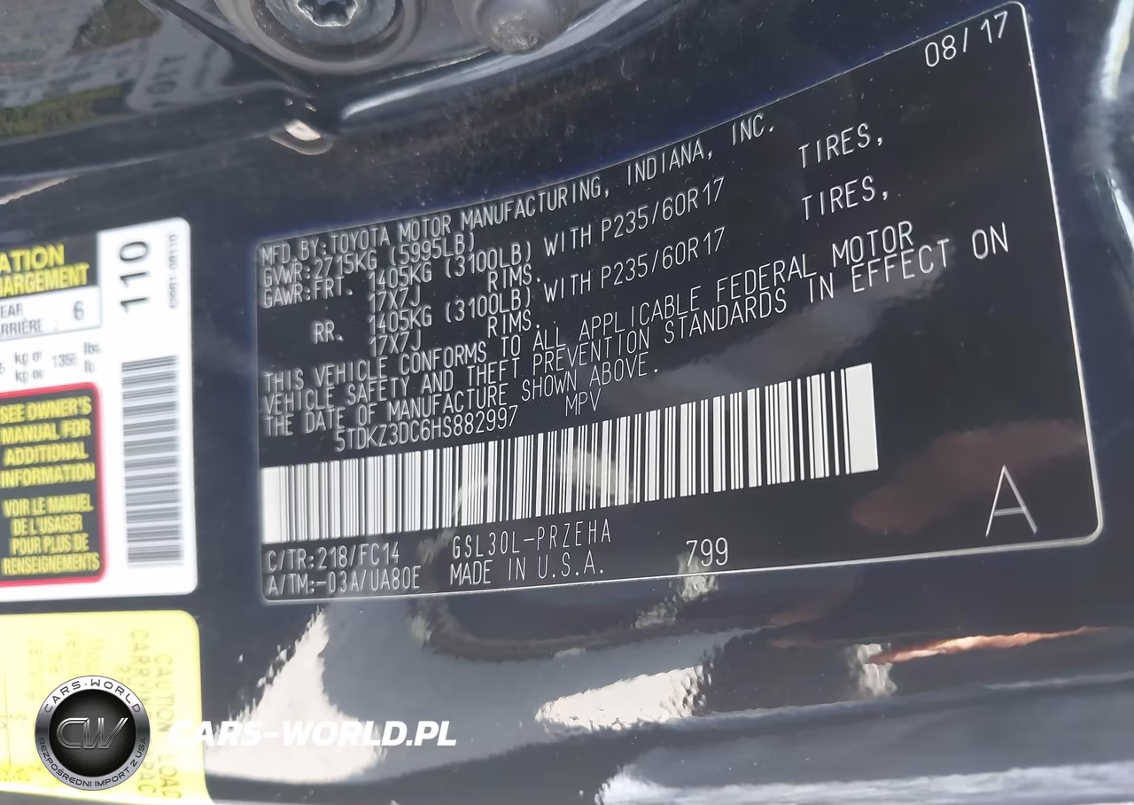 2017 Toyota Sienna Le 8 Passenger VIN:5TDKZ3DC6HS882997 - 9