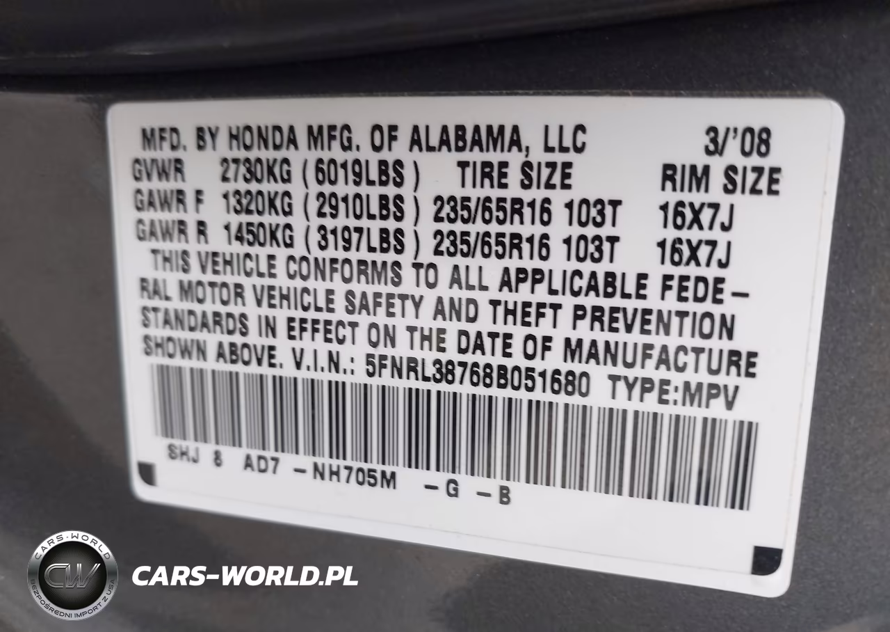 2008 Honda Odyssey Ex-L VIN:5FNRL38768B051680 - 9
