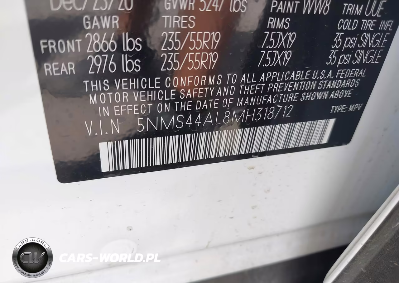 2021 Hyundai Santa Fe Limited VIN:5NMS44AL8MH318712 - 8