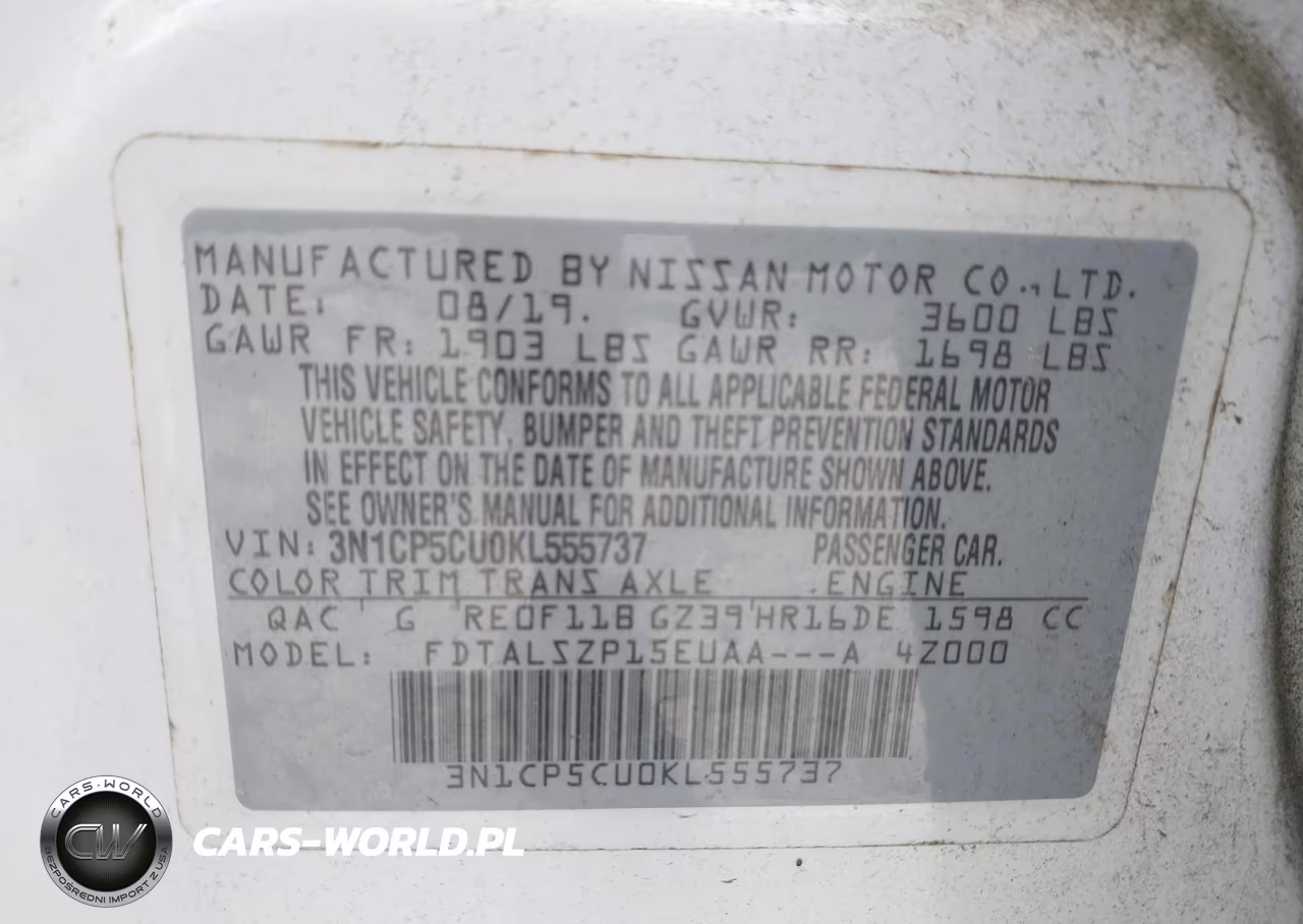 2019 Nissan Kicks Sv VIN:3N1CP5CU0KL555737 - 9