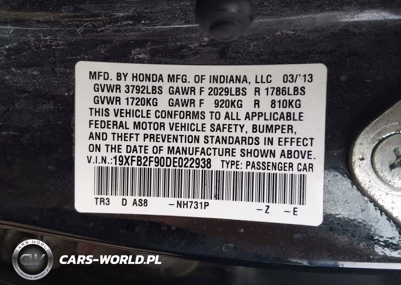 2013 Honda Civic Ex-L VIN:19XFB2F90DE022938 - 9