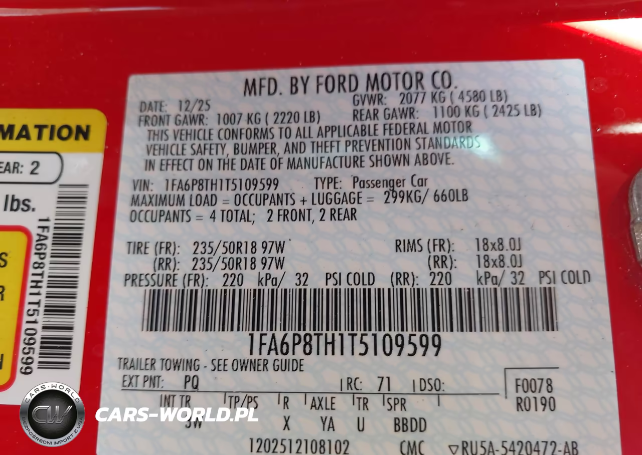 2026 Ford Mustang Ecoboost Premium Fastback VIN:1FA6P8TH1T5109599 - 9