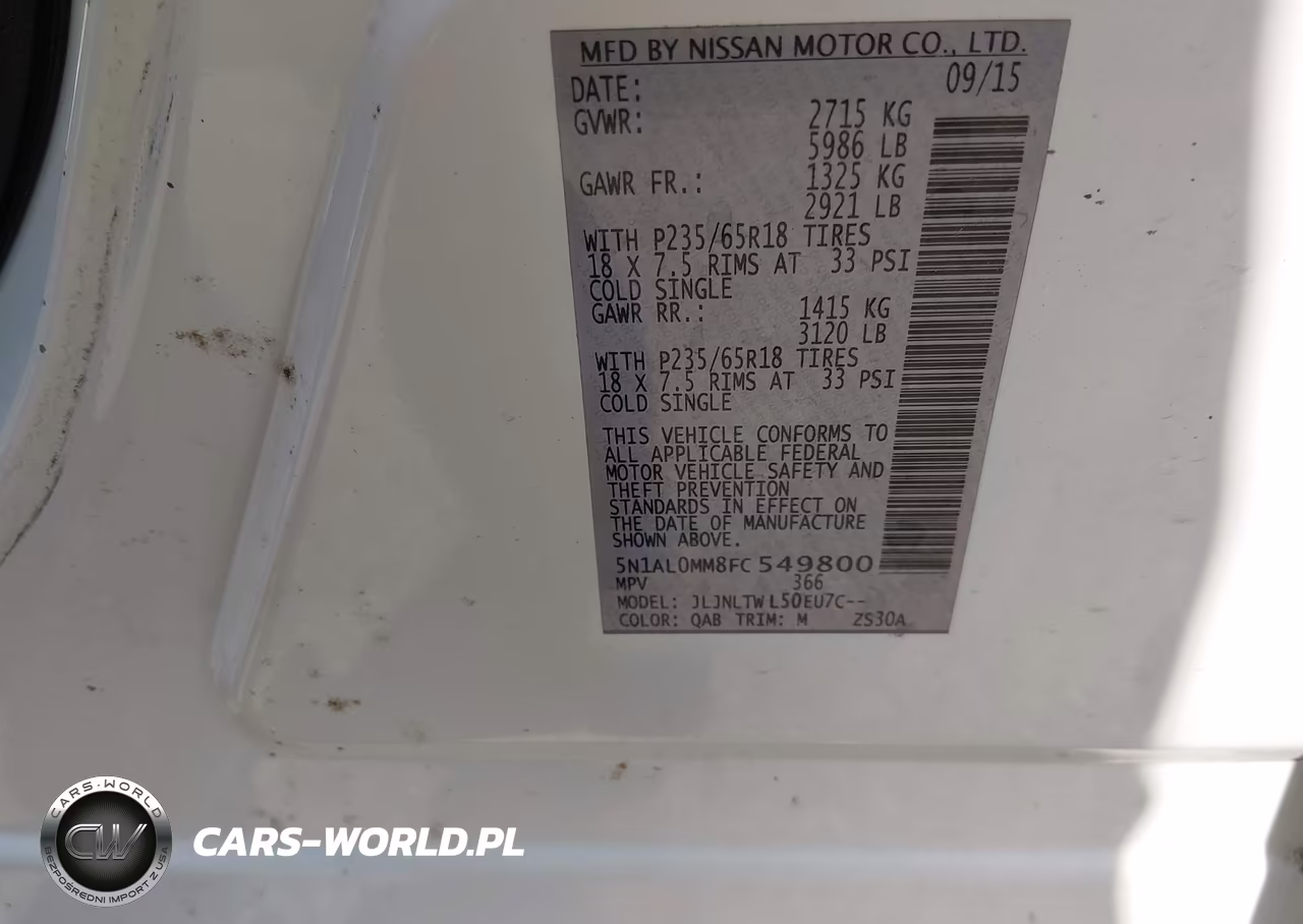 2015 Infiniti Qx60 VIN:5N1AL0MM8FC549800 - 9