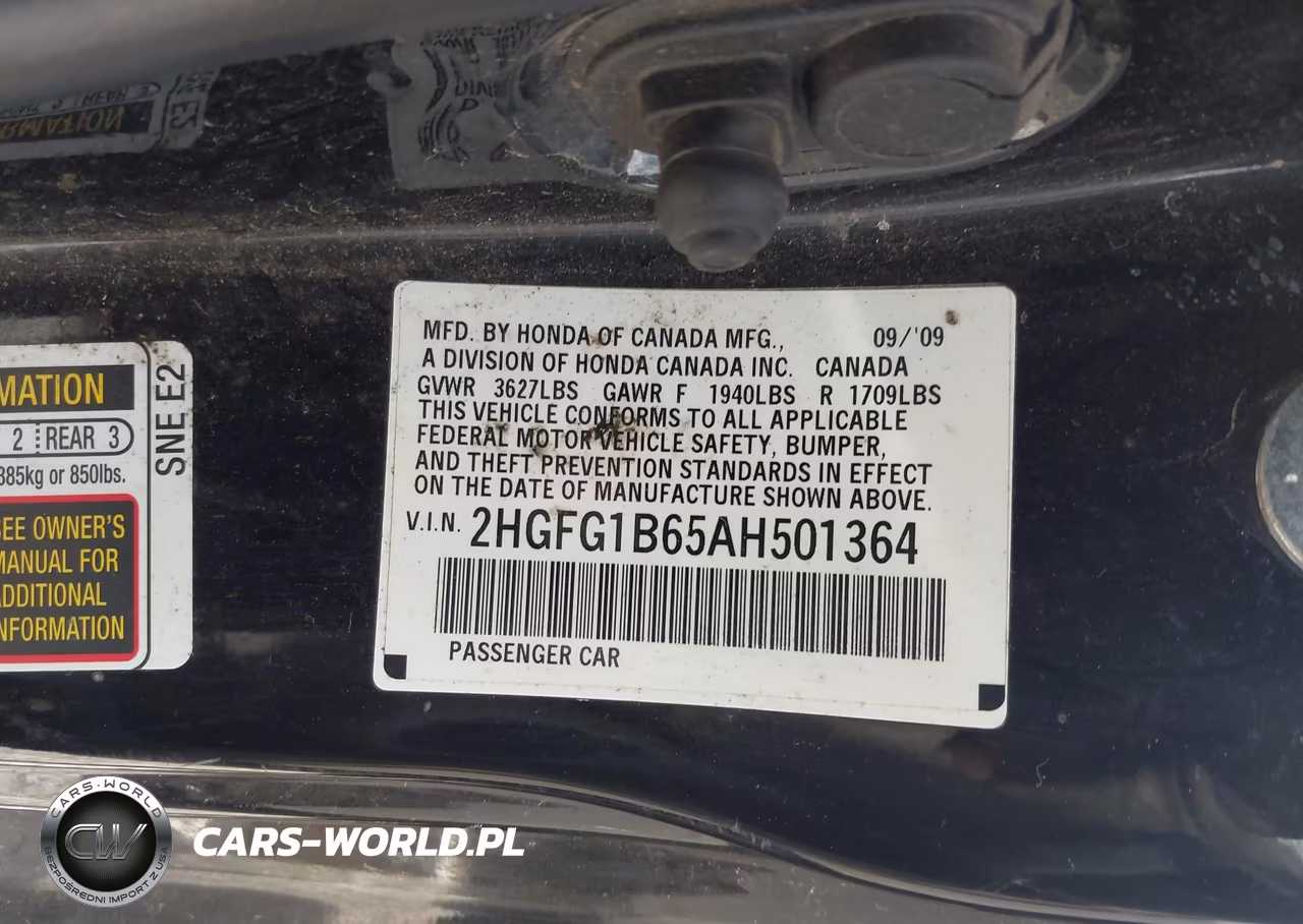 2010 Honda Civic Lx VIN:2HGFG1B65AH501364 - 9