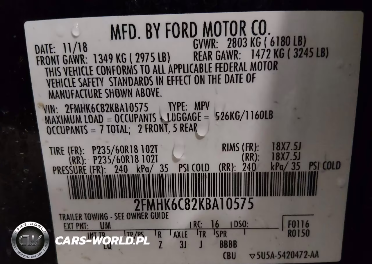 2019 Ford Flex Sel VIN:2FMHK6C82KBA10575 - 9