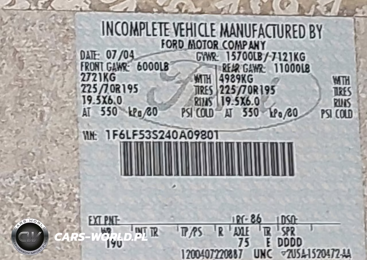 2004 Ford F550 Super Duty Stripped Chass VIN:1F6LF53S240A09801 - 9