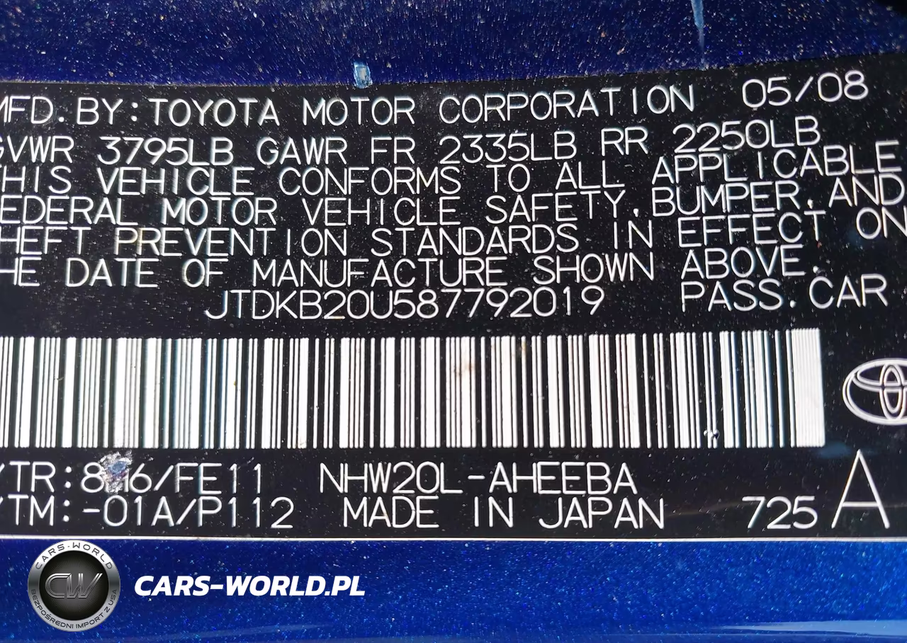2008 Toyota Prius VIN:JTDKB20U587792019 - 9