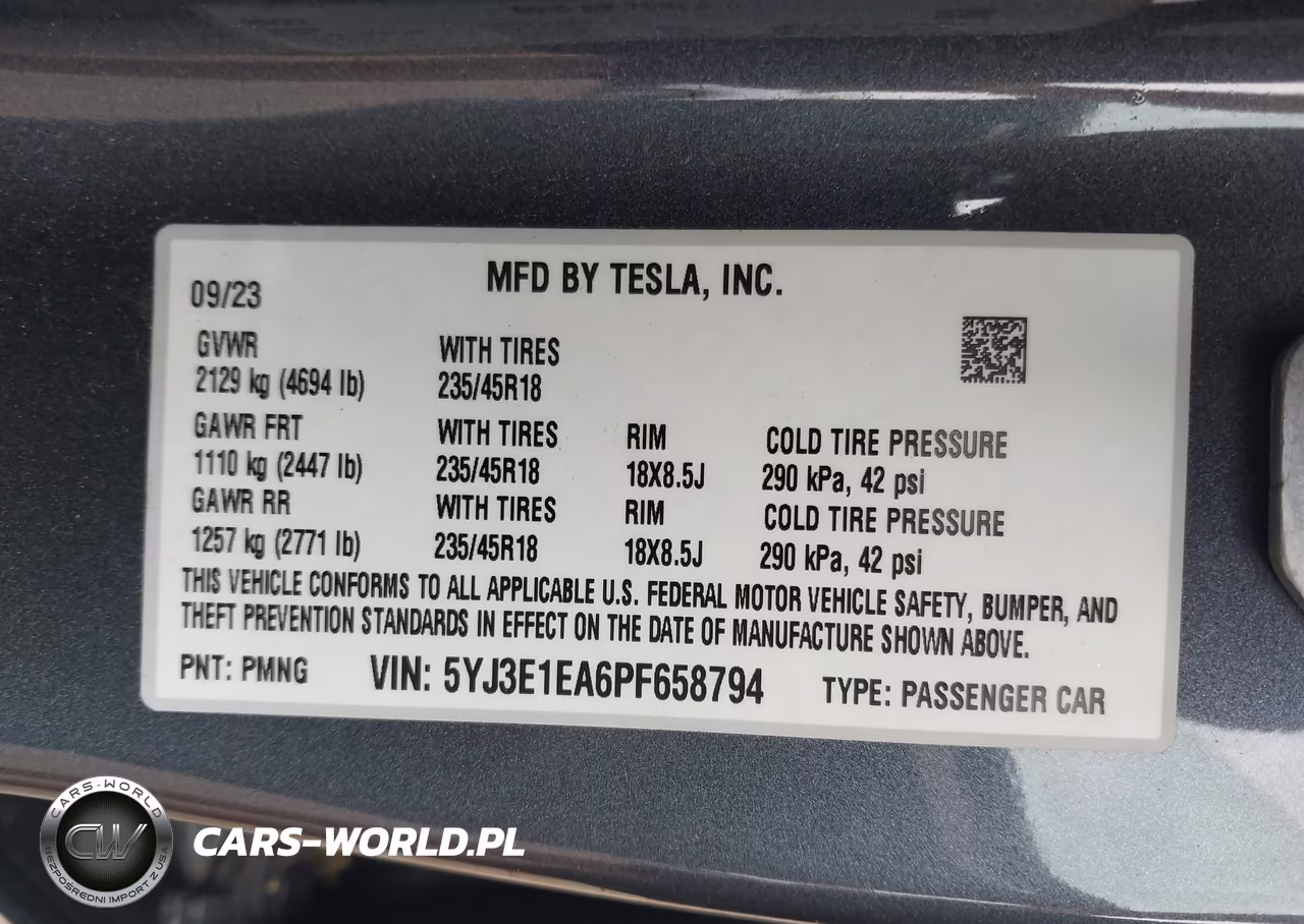 2023 Tesla Model 3 Rear-Wheel Drive VIN:5YJ3E1EA6PF658794 - 9