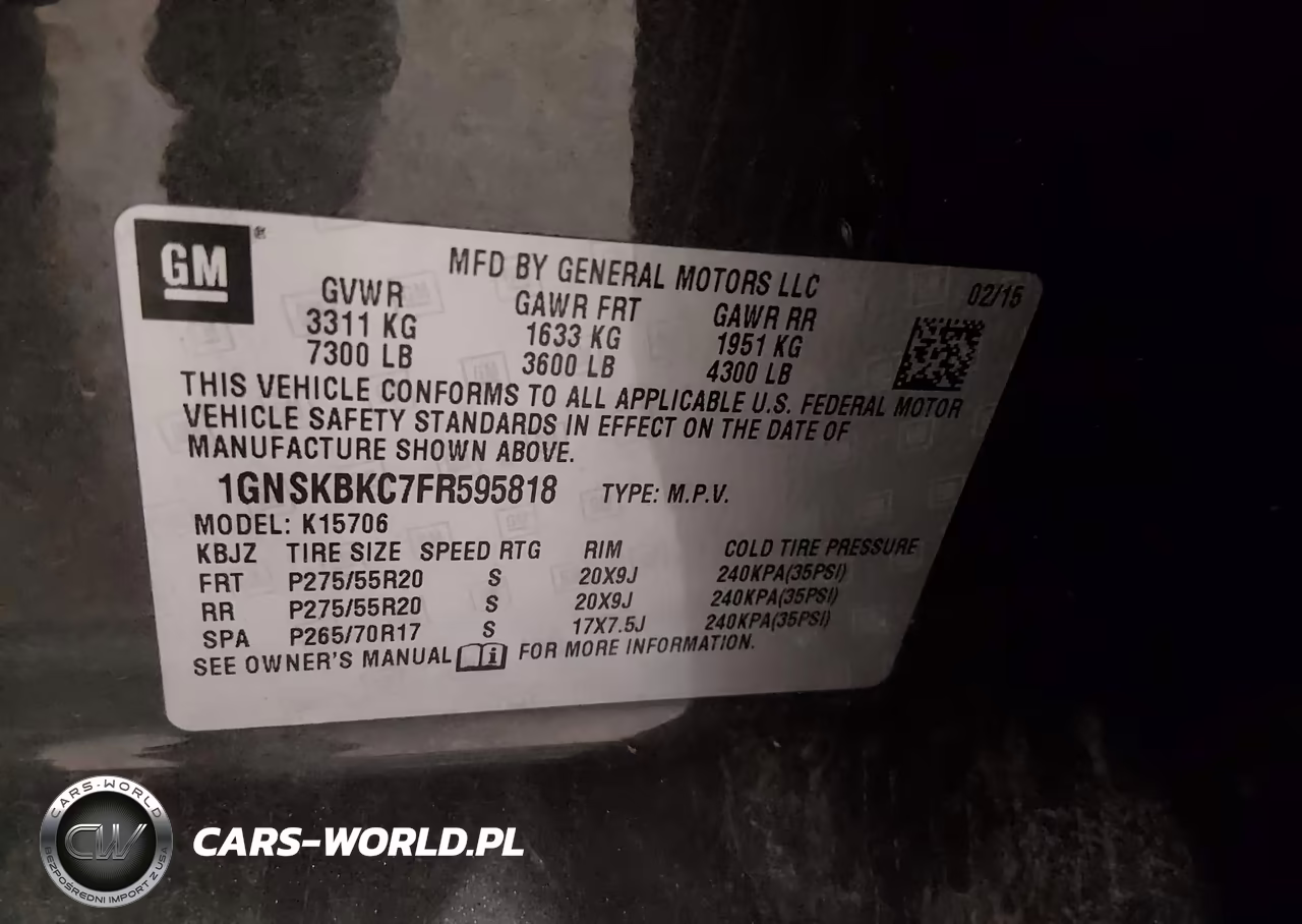 2015 Chevrolet Tahoe Lt VIN:1GNSKBKC7FR595818 - 9