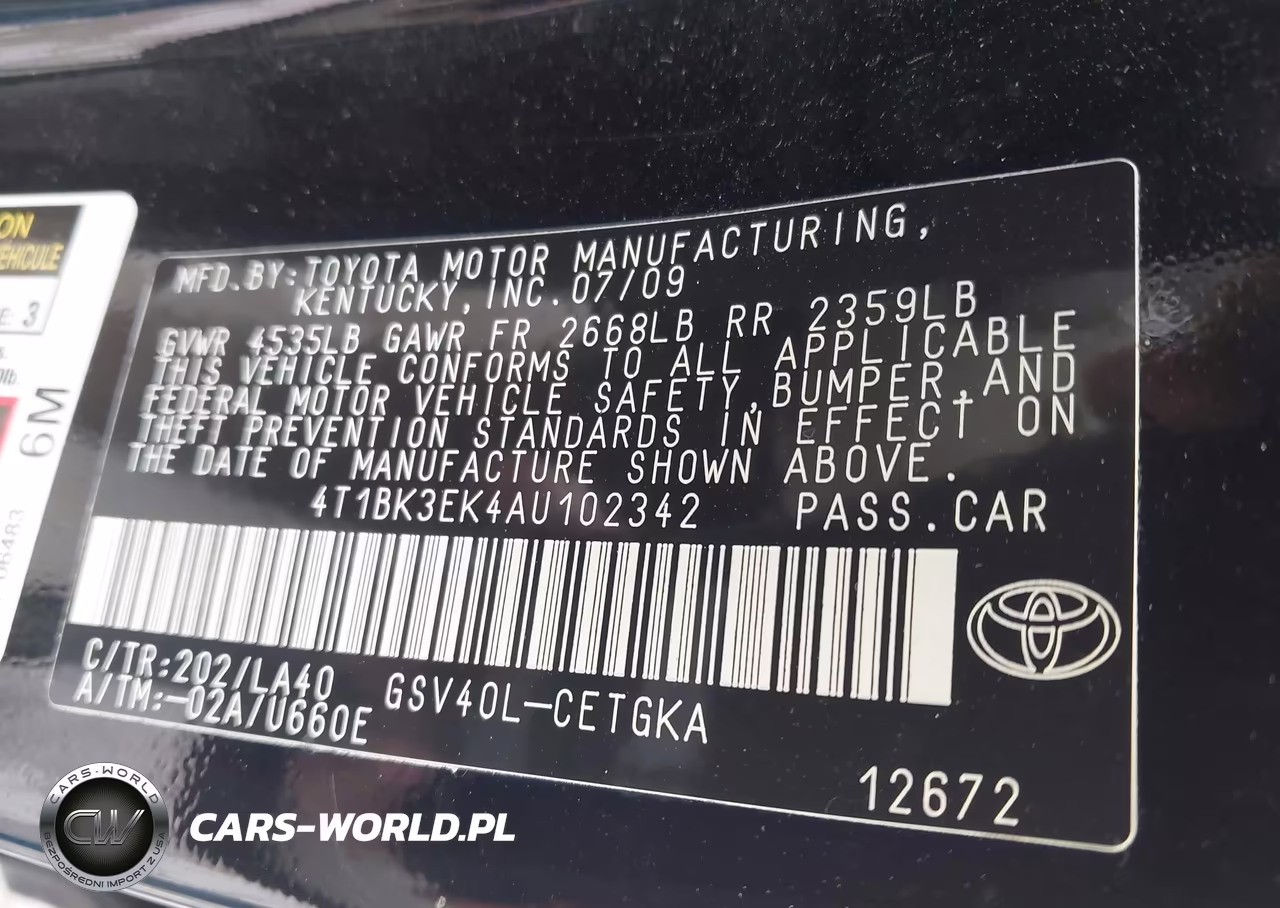 2010 Toyota Camry Xle V6 VIN:4T1BK3EK4AU102342 - 9