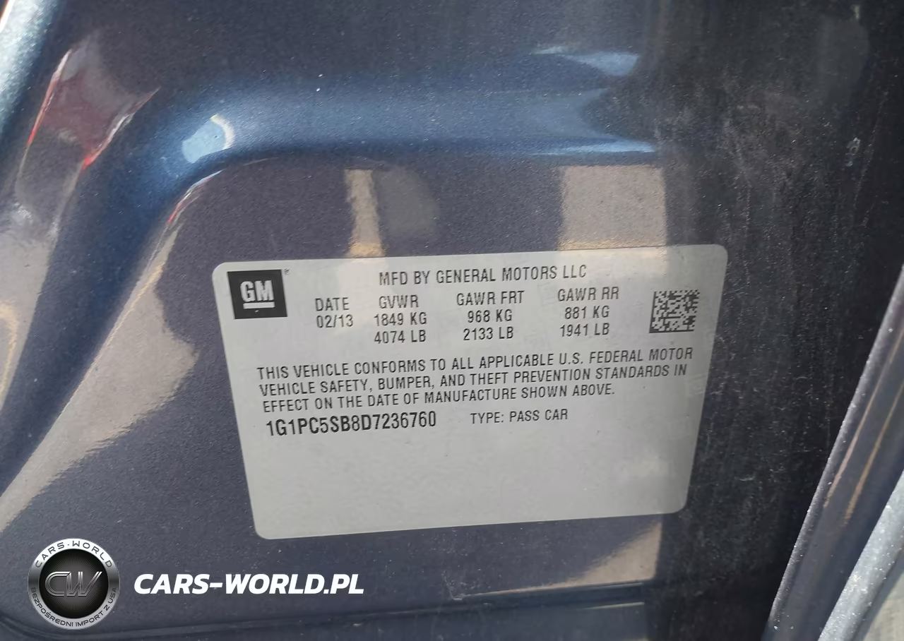 2013 Chevrolet Cruze 1Lt Auto VIN:1G1PC5SB8D7236760 - 9