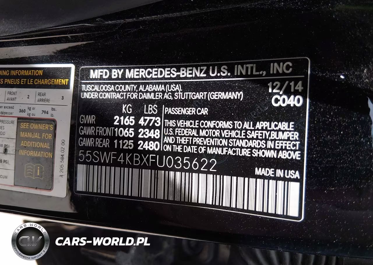 2015 Mercedes-Benz C 300 4Matic VIN:55SWF4KBXFU035622 - 9
