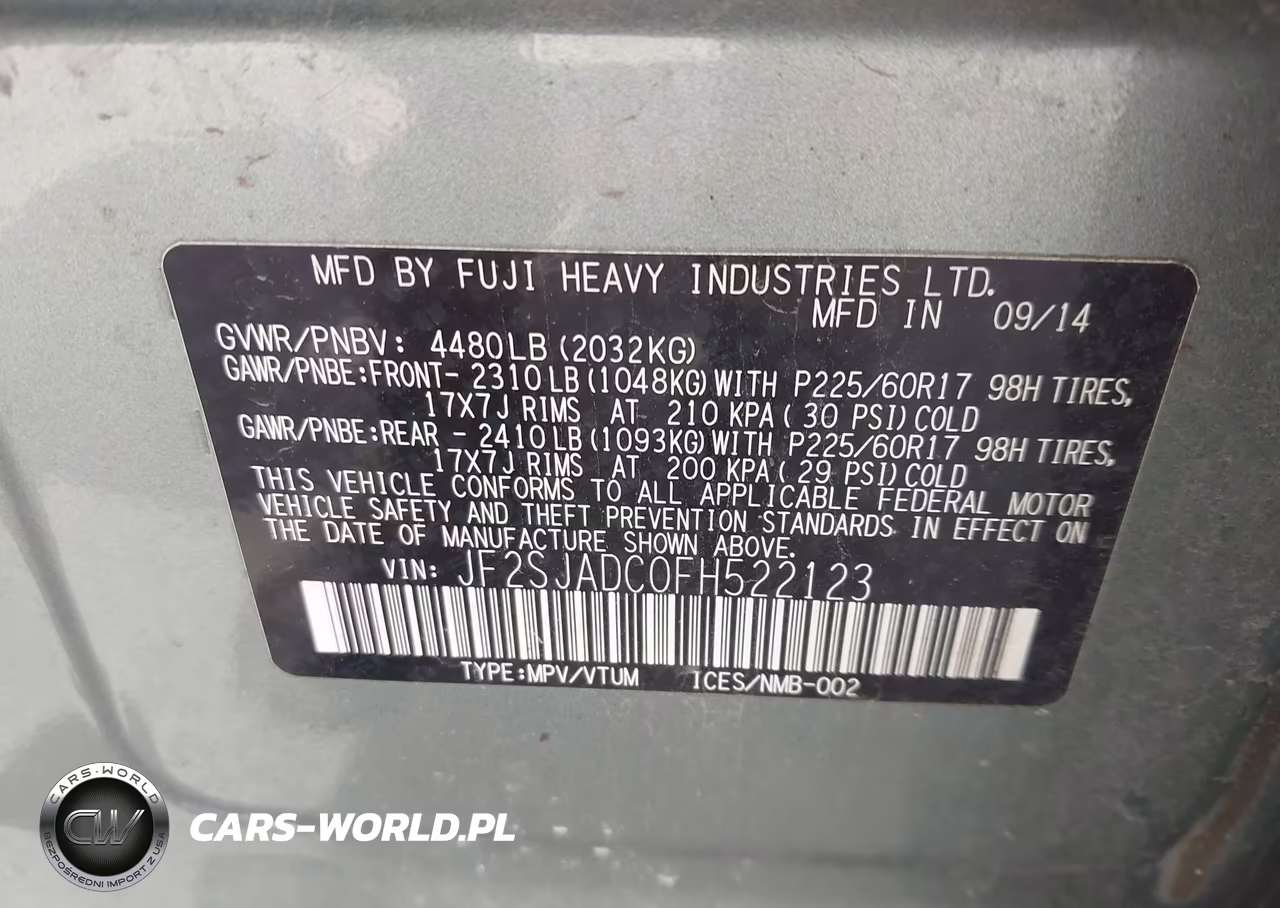 2015 Subaru Forester 2.5I Premium VIN:JF2SJADC0FH522123 - 9