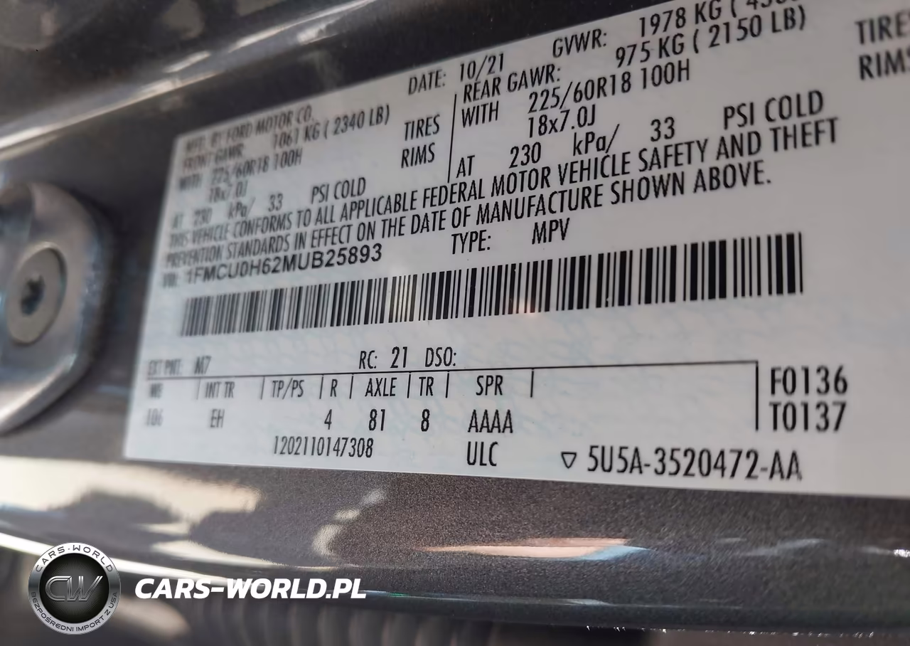 2021 Ford Escape Sel VIN:1FMCU0H62MUB25893 - 9