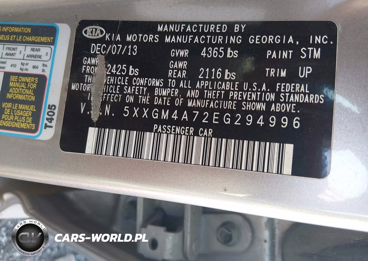 2014 Kia Optima Lx VIN:5XXGM4A72EG294996 - 9