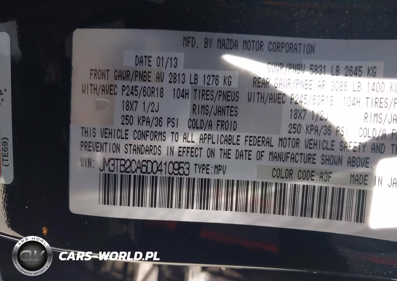 2013 Mazda Cx-9 Touring VIN:JM3TB2CA6D0410953 - 9