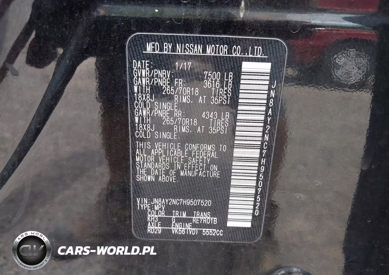2017 Nissan Armada Sv VIN:JN8AY2NC7H9507520 - 9