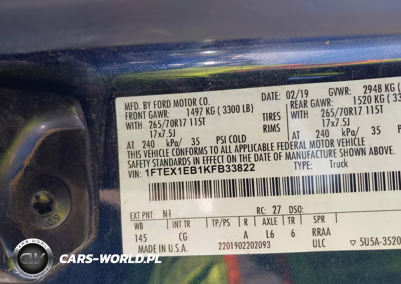 2019 Ford F-150 Xl VIN:1FTEX1EB1KFB33822 - 9