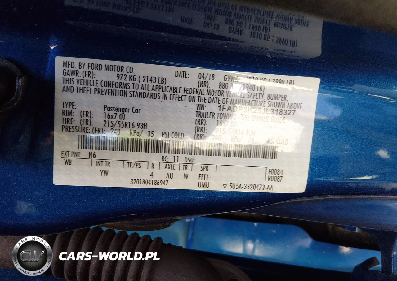 2018 Ford Focus Se VIN:1FADP3K25JL318327 - 9